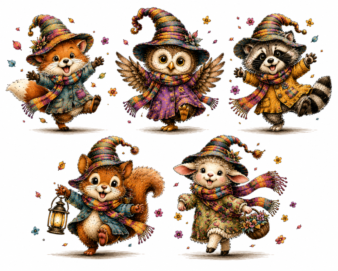 JUFUNG Magical Woodland Animal Clipart Bundle PNG – Cute Fantasy Animals Digital Download