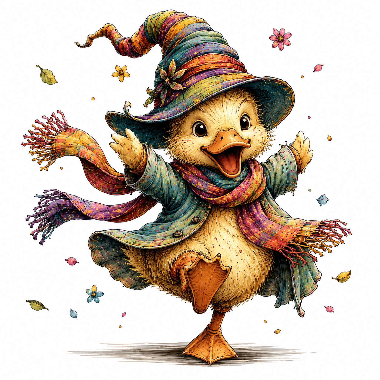 JUFUNG Whimsical Duck Clipart PNG – Cute Magical Duckling Digital Download
