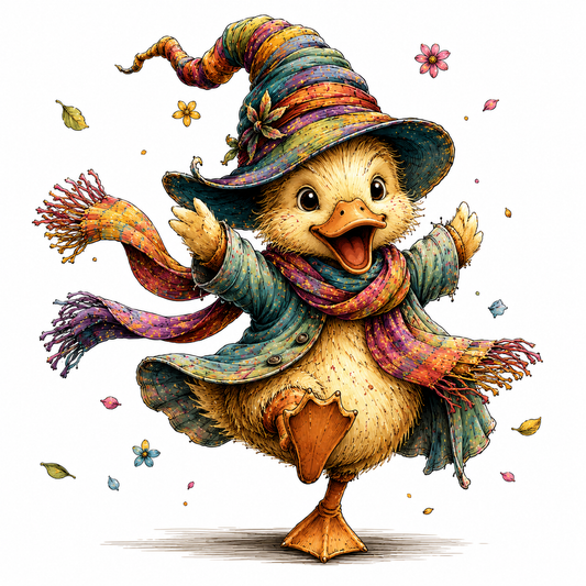 JUFUNG Whimsical Duck Clipart PNG – Cute Magical Duckling Digital Download