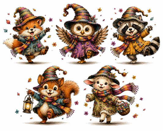 JUFUNG Magical Woodland Animal Clipart Bundle PNG – Cute Fantasy Animals Digital Download